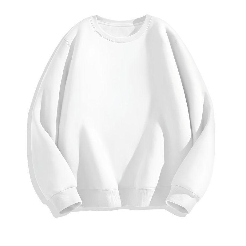 2025 New Round-Neck Sweatshirt for Men and Women, Autumn and Winter Pure White Trendy Brand Loose Fit Couple's Fleece-Lined Thickened Inner Layer Top