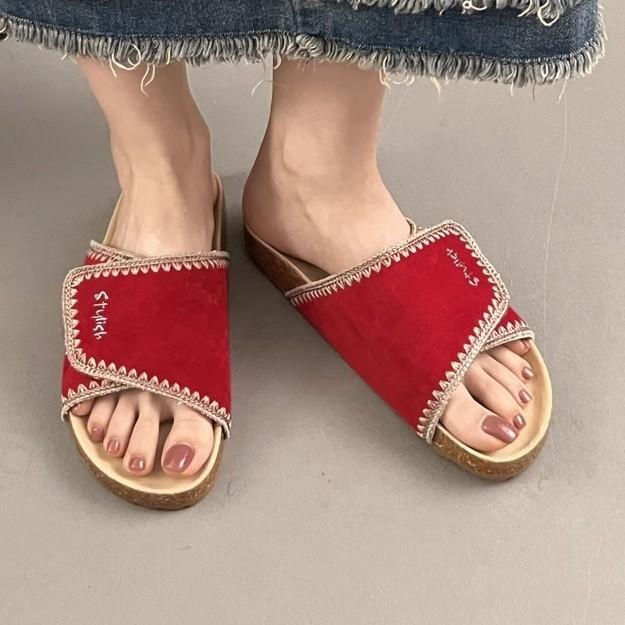Korean personality irregular thick bottom one-word drag women's summer new fashion outer wear light open-toed muffin cool slippers