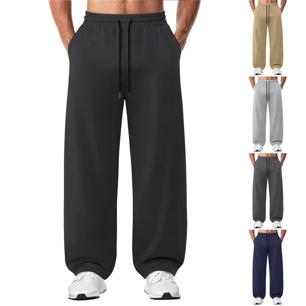 Men's Casual Wide Leg Straight Pants Loose Fit Versatile Trousers for Everyday Wear