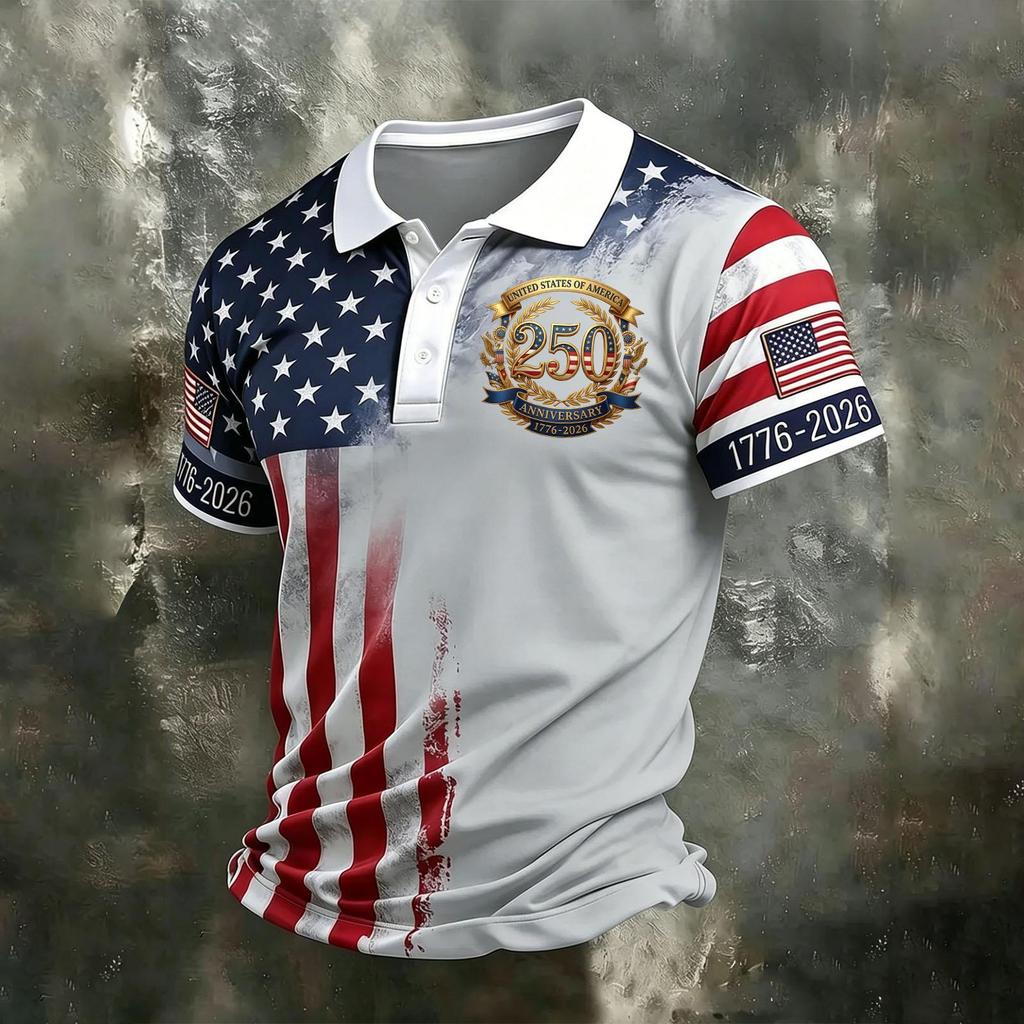 Men's Casual Quick Dry Mesh Golf Polo Shirt Short Sleeve Moisture Wicking Lightweight Breathable Letter Print Top for Outdoor Sports Activities