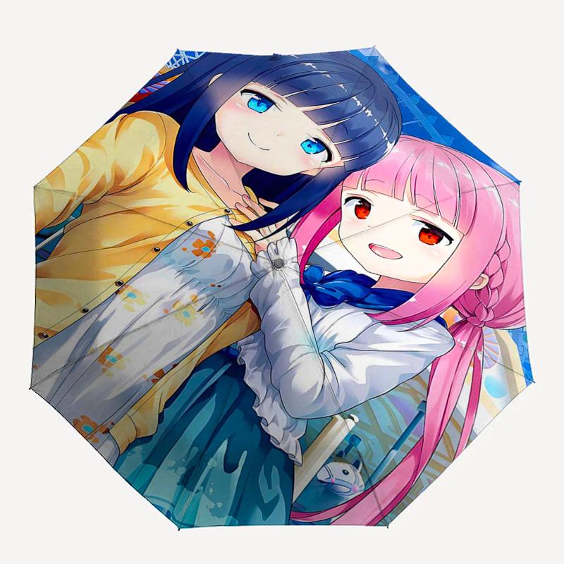 1pc Anime Characters Automatic Opening Folding Umbrella with Floral Print - 8 Bone Iron Frame, Suitable for Fans, Travel, Daily Use, Festival Gift.U02