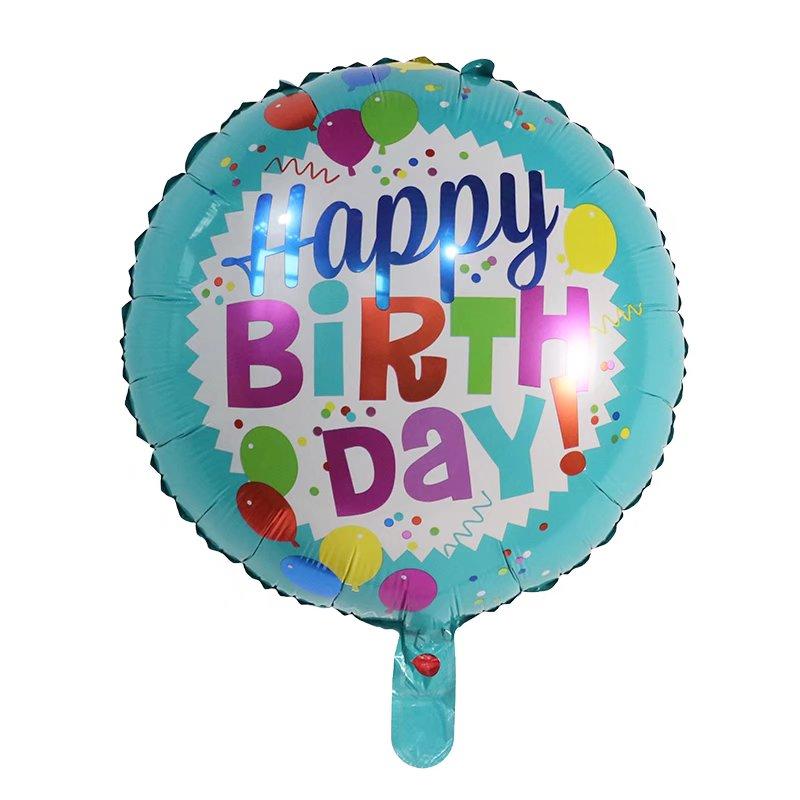 50Pcs/lot 18inch English Happy Birthday Aluminum Foil Balloon Round Helium Balloon Kids Birthday party decoration Air Golobs