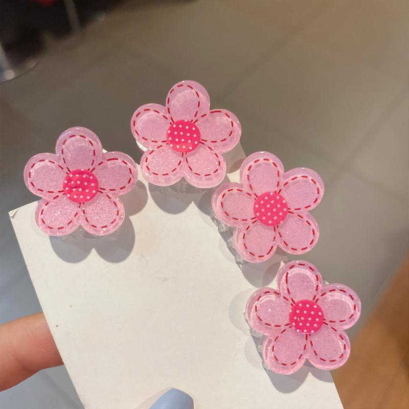 Grab Clip Easy Pulling Up Cartoon Pink Flower Shaped Non-slip Hair Claw Clips