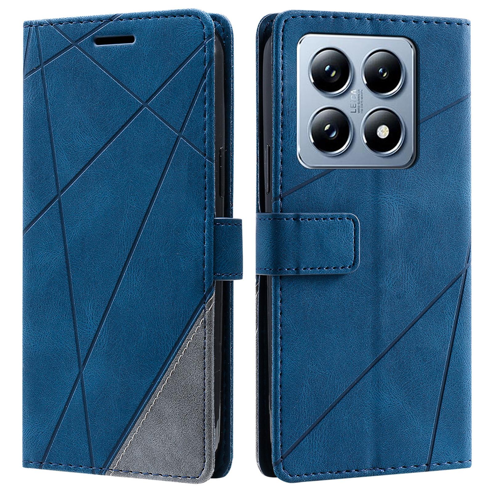 For Xiaomi 14T Pro Case Imprinted Lines PU Leather Splicing Wallet Phone Cover A