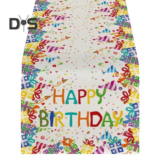 Happy Birthday Table Runner Balloon Confetti Print Protects Table from Heat And Scratches Reusable Table Protection Decoration Birthday Party Table