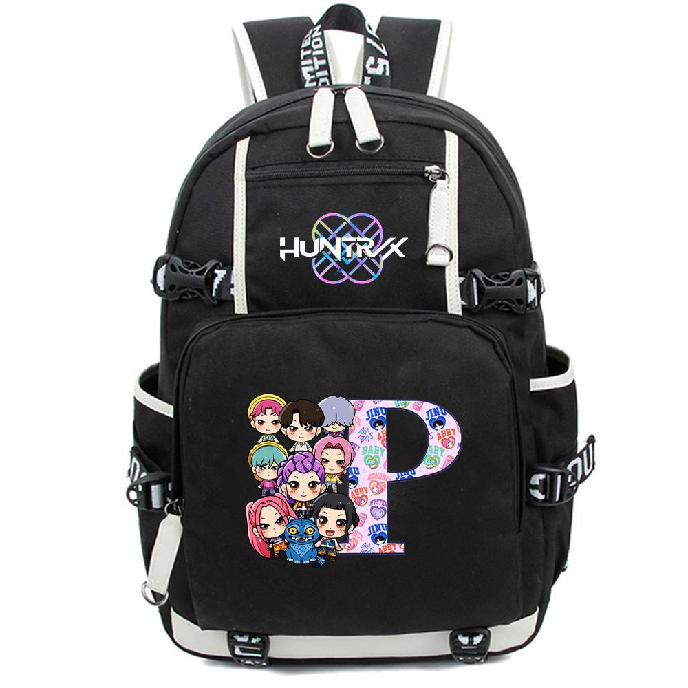 26 English Letter K-Pop Demon Hunters Backpack Large Capacity Bookbag Laptop Unisex Student Boy Girl School Bag Large Capacity Travel Outdoor Bag Gift