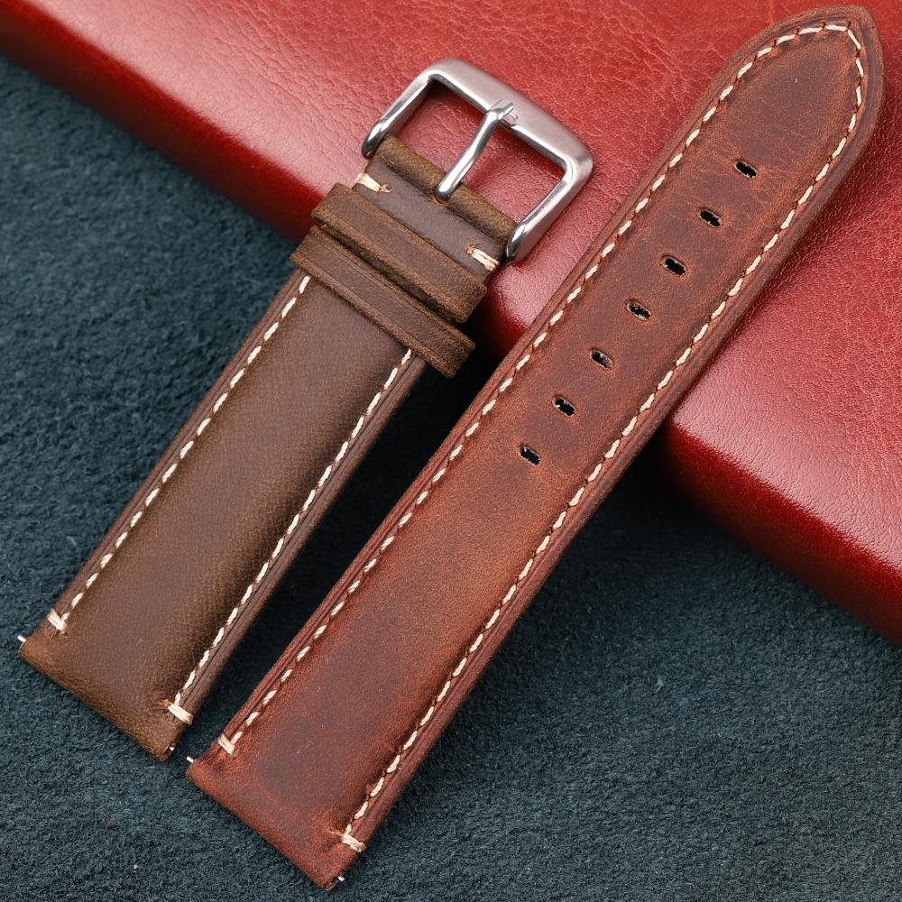 

Genuine Matte Cowhide Leather Watch Band 20mm 22mm Quick Release Strap with Stainless Steel Buckle Coffee Black Green Red 22mm