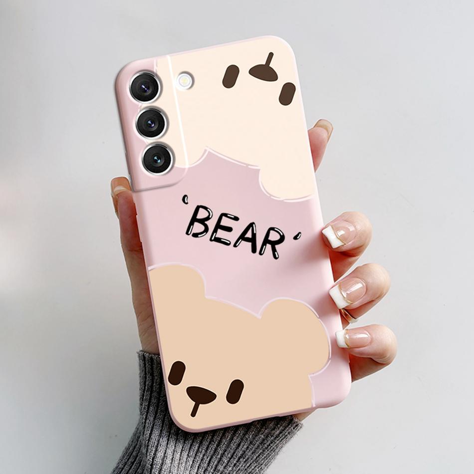 For Samsung Galaxy S22 S 22 Plus S22 Ultra S22+ Case Soft Slim Cute Bear Cartoon Frog Candy Painted Back Cover Funda Bumper Bags