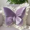 Butterfly Throw Pillow Plush Butterfly Shaped Pillow with Lace Edge Decorative Cute Stuffed Hugging