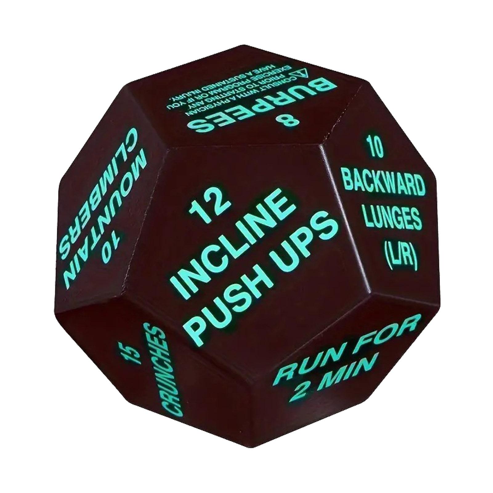 

12 Sided Rounded Digital Fitness Dice Exercise Dice Bodyweight Training Dice Cardio Workout Plyometrics Game Dice for Home Gym зелёный