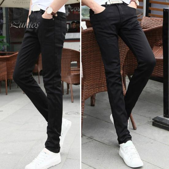 Blugi pentru bărbați, vară, slim fit, cu fermoar, ocazional, subțiri, pantaloni creion, blugi skinny cu talie înaltă, pentru birou, școală, călătorii