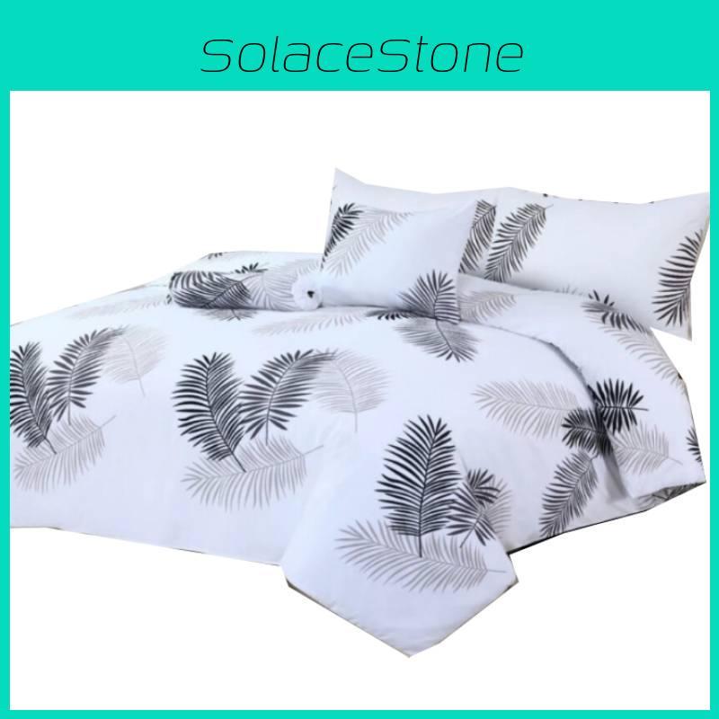 Cotton Polyester Leaf Design Bedding Set With Soft Touch For Single And Double Bed