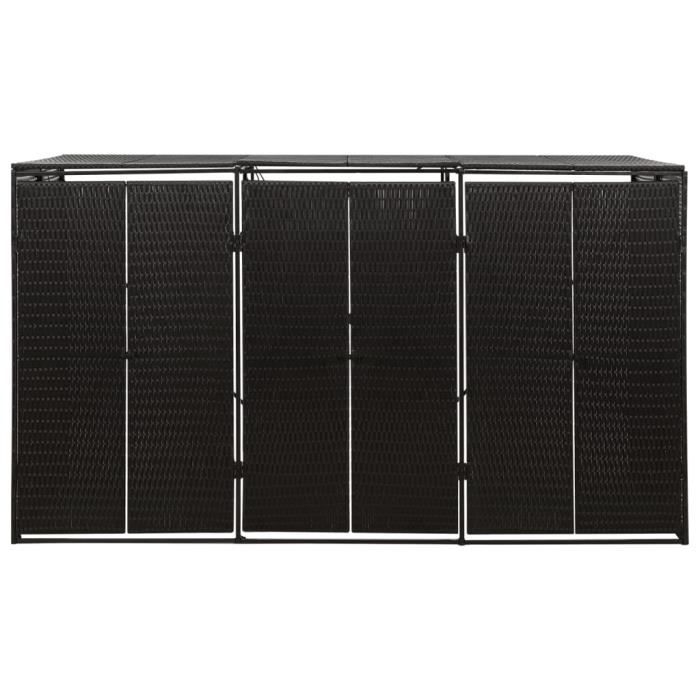 VidaXL Triple Bin Shelter Black 207x80x117 Cm Woven Resin 319862