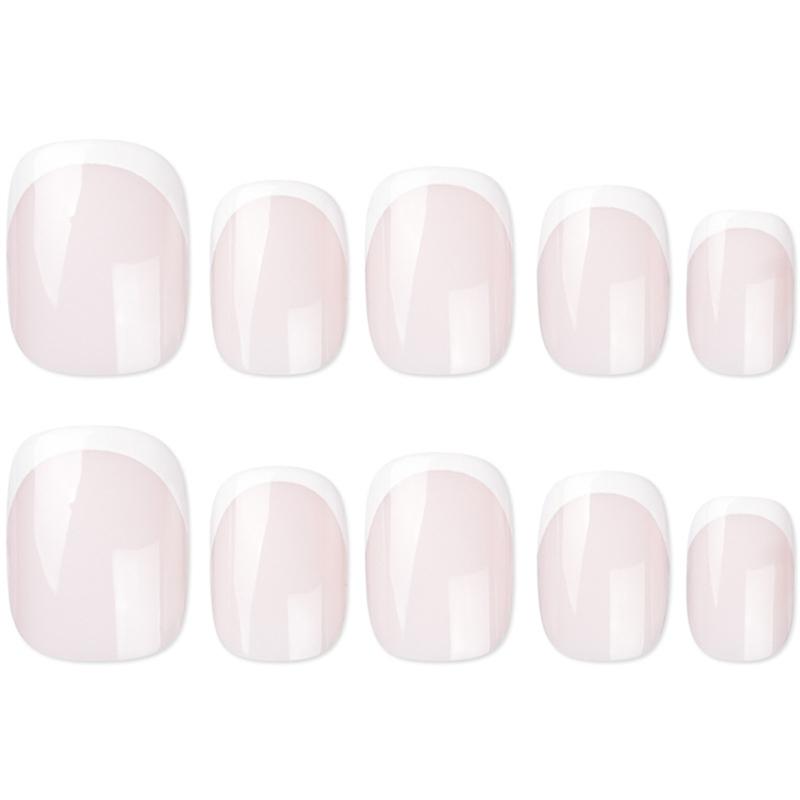 24Pcs Omber Glossy Press On Nail Short Square Fake Nail,Artificial Acrylic Nail French Full Cover False Nail In 12 Sizes