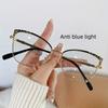 1Pcs Fashionable New Cat Eye Frame Women'S Trendy Metal European And American Flat Mirror Color Changing Anti Blue Light Glasses