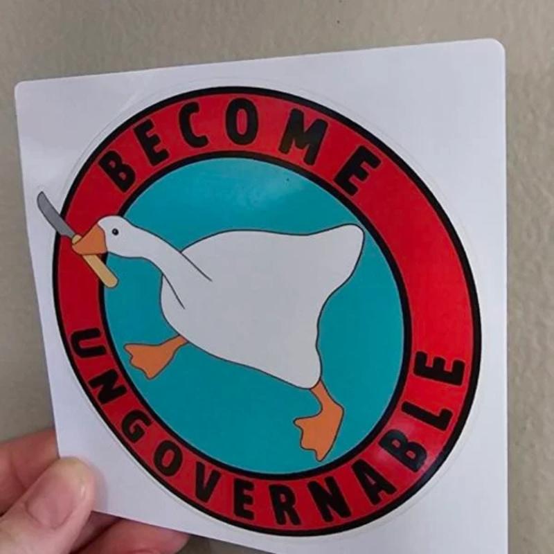 Become Ungovernable Goose Sticker, Goose With Knife Sticker, Anarchist Sticker, Funny Sticker, Funny Animal Stickers, Meme Sticker Gift Idea