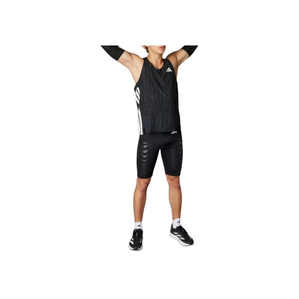 adidas Adizero Striped Design Versatile Slim Fit Tank Top Men Tops Black JN0298
