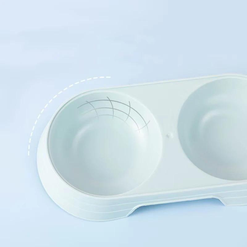 1pc Pet Bowl Round Double Fashionable Simple and Easy To Clean Macaron Color Pet Food Bowl Universal Cat and Dog Pet Supplies