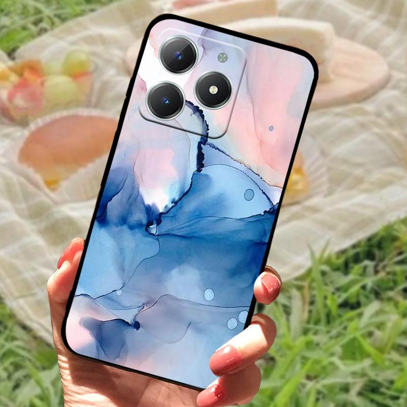 For Realme C61 4G Case Fashion Cartoon Black Silicone Soft TPU Back Cover For Oppo Realme C63 Protective Fundas Coque Cases