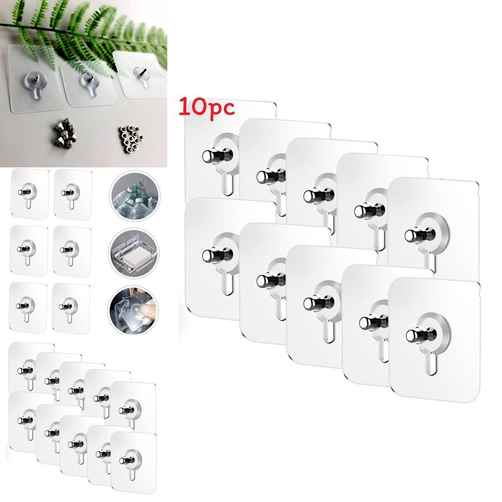 Non Drill Adhesive Hook Stainless Steel Transparent Wall Mount For Home Organization
