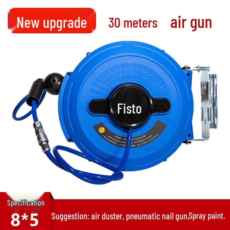 Retractable Air Hose Reel with 12*8MM Braided PU Hose for Pneumatic Tools and Car Detailing