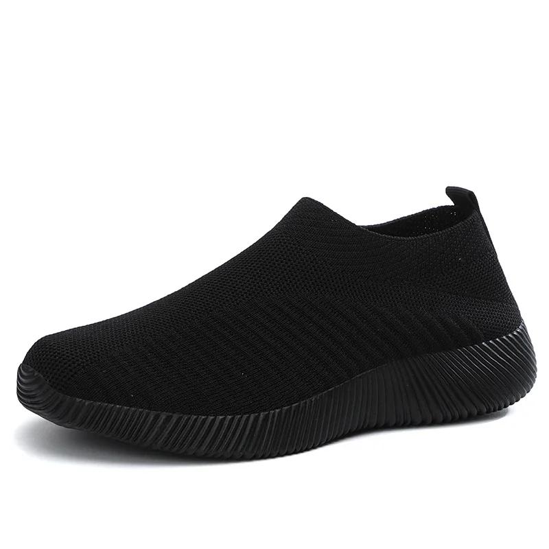 Summer Fashion Lightweight Sock Casual Shoes Women Breathable Flying Weave Baskets Sneakers Ladies Slip-on Non-slip Jogging Shoe