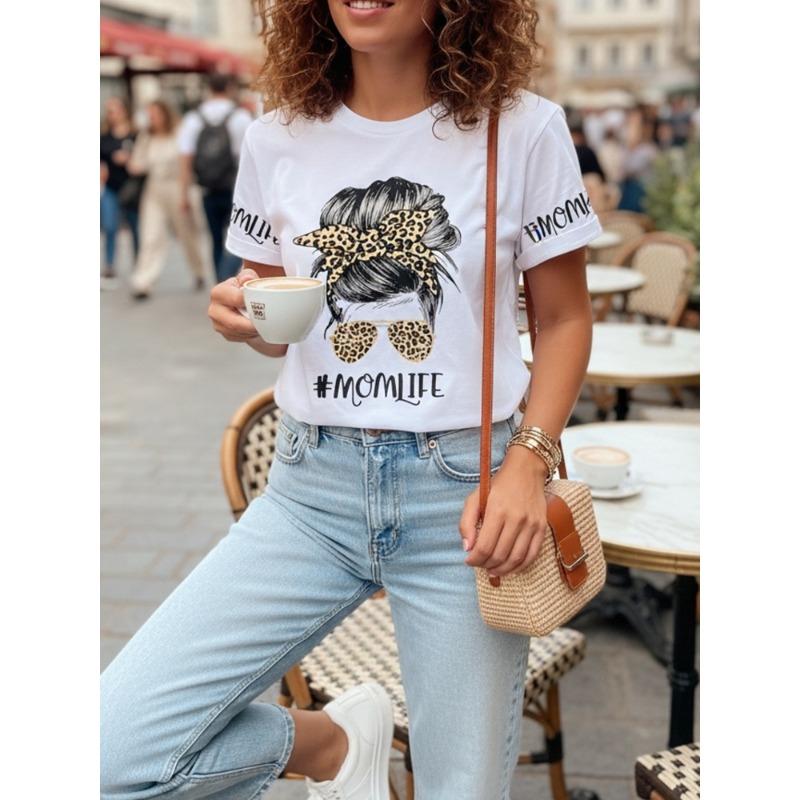 Women s letter Miggie printed round neck short sleeved T-shirt S