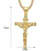 Religious Christ Jesus Cross Pendant Gold Silver Color Stainless Steel Christian Crucifix Necklace for Men Women Jewelry Gift