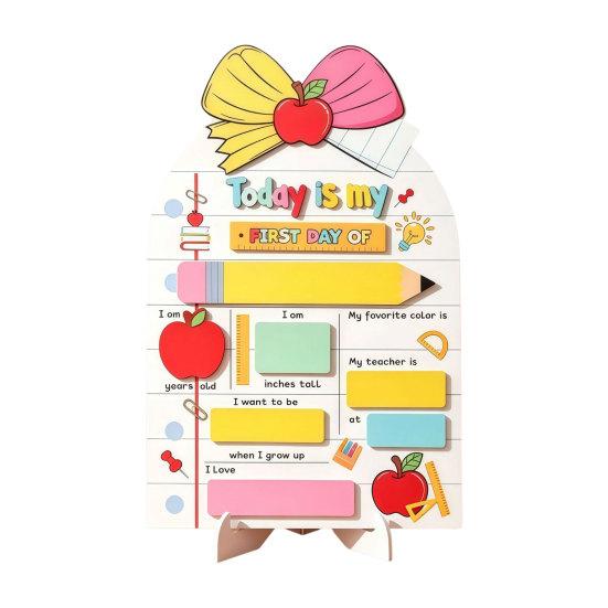 Campus Style Sign Personalized First Day of School Wooden Sign, Reusable Erasable Back to Kindergarten Signage Board, Cute Classroom Decor,