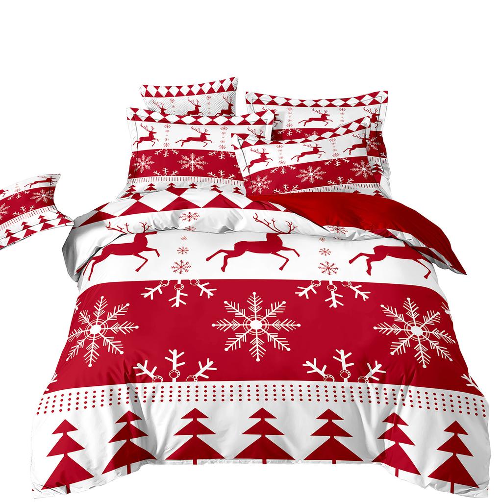 3D Digital Printing Three-Piece Set, Christmas, Christmas Elk, Bedding Kit
