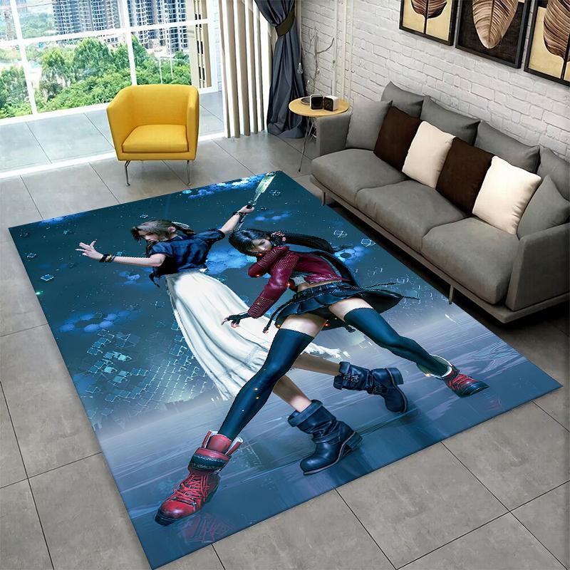 Cloud Tifa Final Fantasy Games Sephiroth Carpet Rug for Bedroom Living Room Sofa Playroom Doormat Home Decor,Area Rug Non-slip