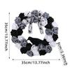 Black and White Rose Crow Front Door Wreath Halloween Decorative Wreath For Home Party Festival Porch Decoration