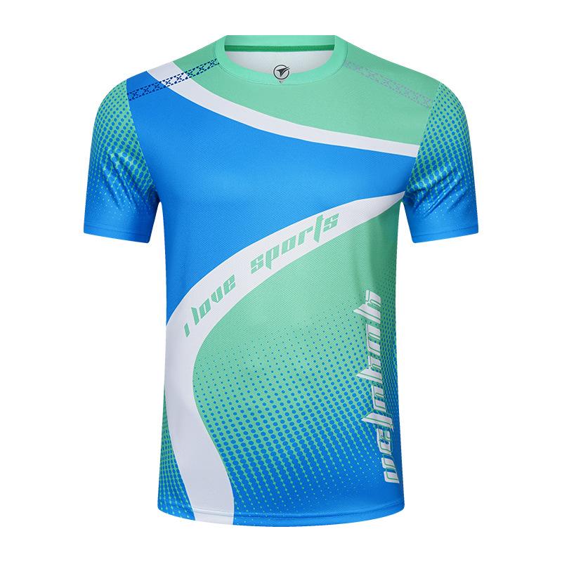 Badminton Clothes Outfit Short-Sleeved Mens and Womens Running Top Red Blue Green Table Tennis Athleticwear Quick-Drying