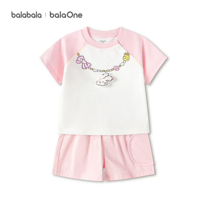 BalaOne: Balabala Children's Short Sleeved T-shirt Set, Baby Summer Clothes, Pure Cotton T-shirt Pants