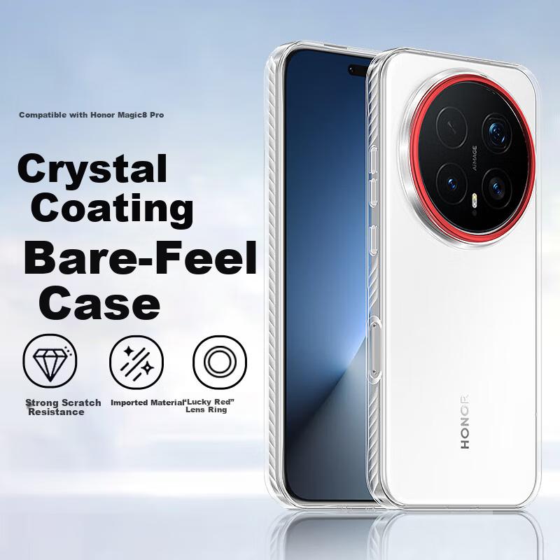 PureColor Full-Coverage Shockproof Ultra-Thin Transparent Case for Honor Magic8 Pro, Simple Protective Lens Cover