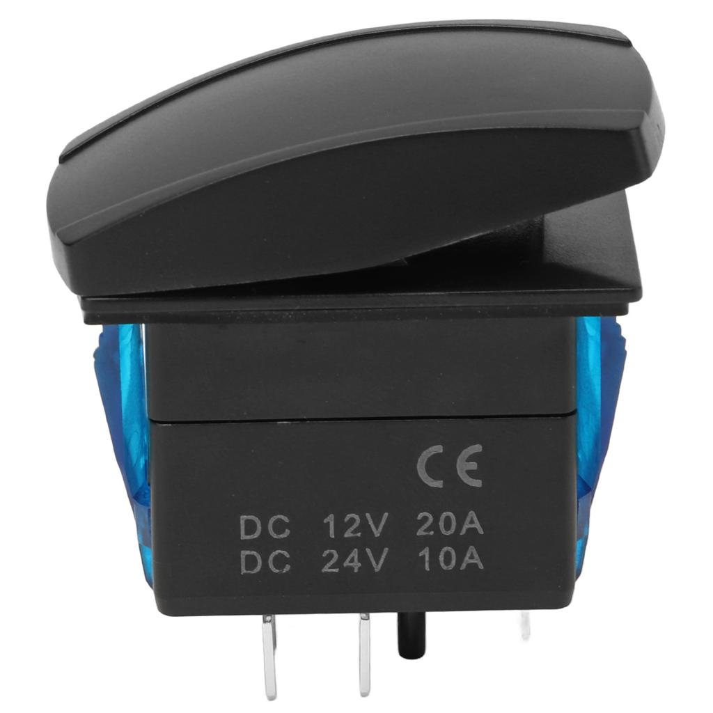 5Pin Waterproof Rocker Switch Toggle On Off Dual Pole Dual Throw LED Blue Backlit for 12?24V