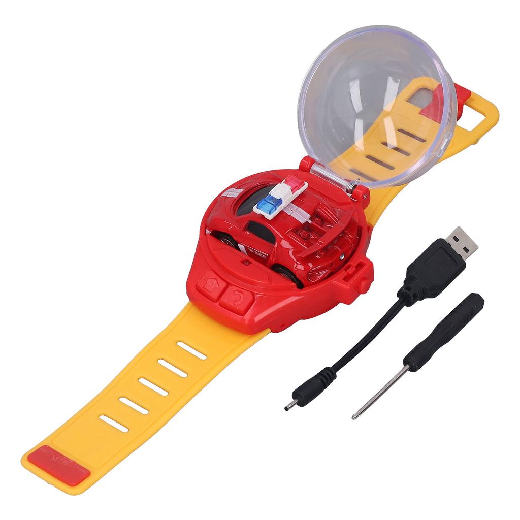 Mini RC Car Watch Toys 2.4GHz Cartoon Cute USB Charging Watch Remote Control Car Toy for Boys Girls Gifts Red