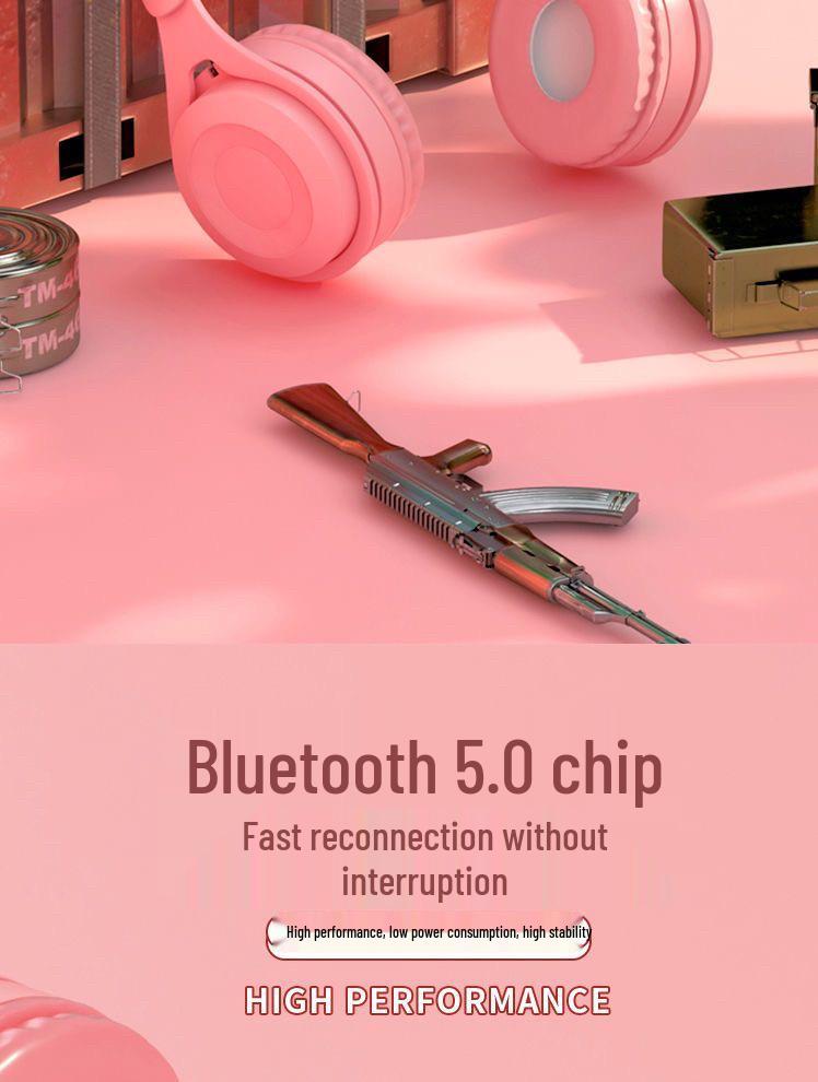 Macaron Wireless Bluetooth Over-Ear Headphones: Stereo, Long Battery, Universal, Perfect for Sports & Gaming.