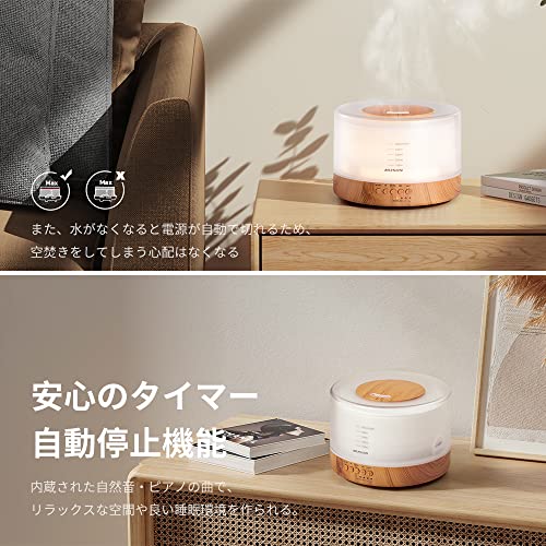 MUSON Tabletop Humidifier, Ultrasonic Aroma Diffuser, 500ML, Aromatherapy Compatible, Pollen Prevention, Quiet Operation, Timer, Large Capacity, Top W