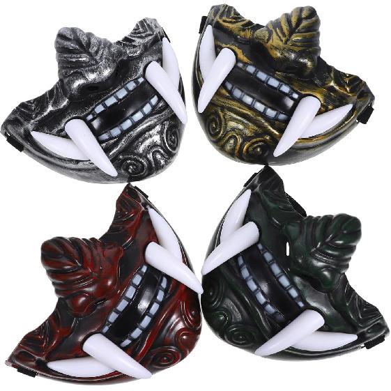 TOYANDONA 4pcs Oni Samurai & Japanese Monster Hannya Half Face Devil Mask - Prajna Cosplay Accessories for Masquerade & Halloween Party