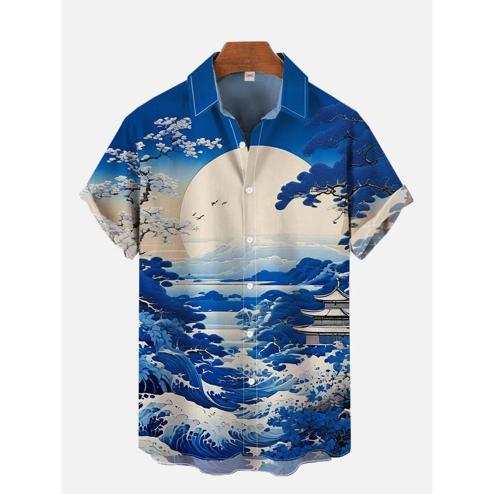 Men's Shirt Dragon Print Casual Daily Tops 3D Printing Short Sleeve Shirt Summer Fashion Unisex Hawaiian Samurai Cat Shirts