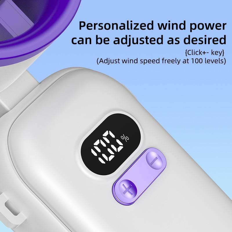 2026 High-Speed Rechargeable Handheld Turbo Fan with Digital Display - Portable Outdoor Use