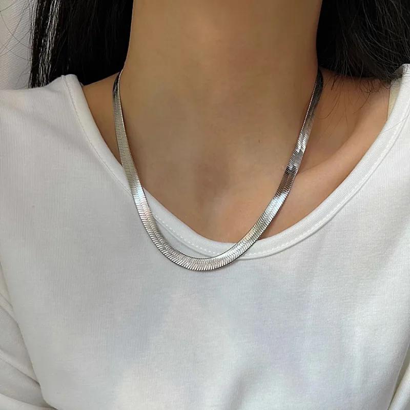 

BF CLUB 925 Sterling Silver Necklace For Women Snake Chain Engagement Fine Jewelry Wedding Party Birthday Gift 40cm