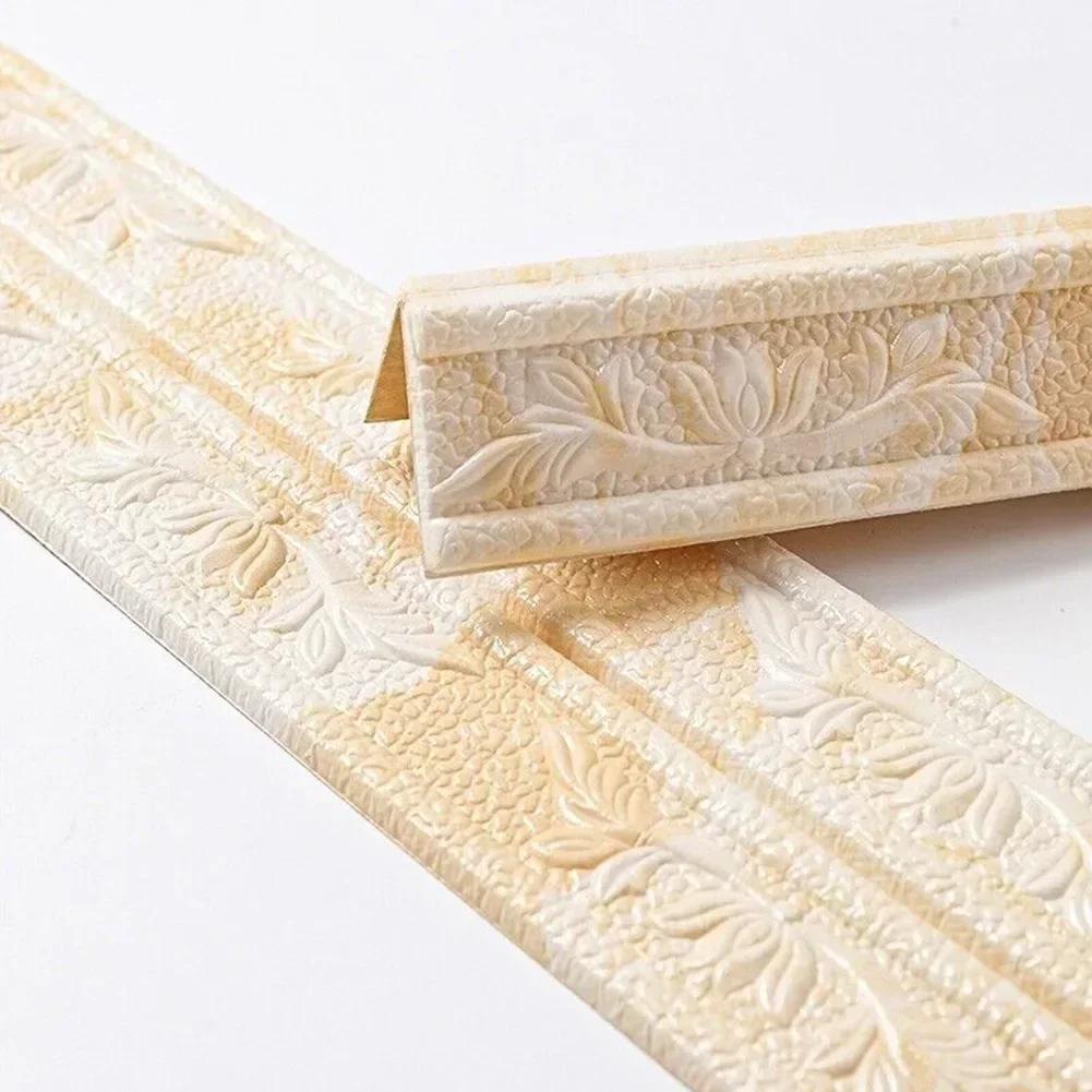 3D pěnové samolepky na okraje stěny 230CM samolepicí vodotěsná základní deska rohová samolepka s linií pasu domácí dekorace