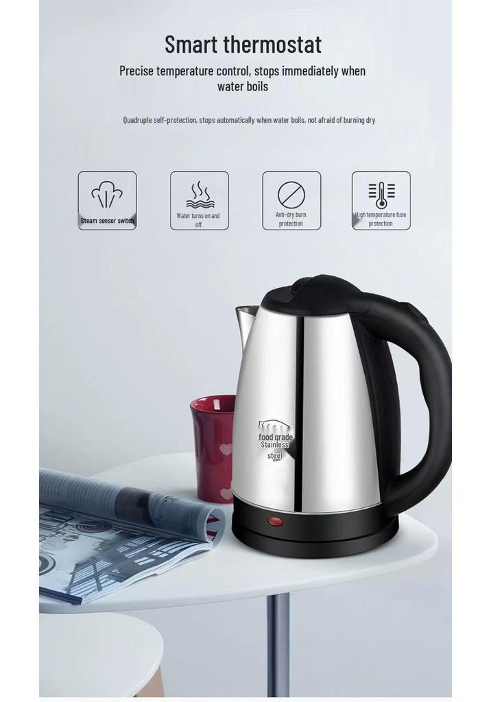 Stainless Steel Electric Kettle - Food Grade, Automatic Power-Off, Fast Heating, In Stock