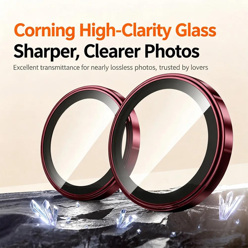 Metal Alloy Ring HD Clear Tempered Glass Camera Protectors for IPhone Duo Ultra 18 Fold 17 16 15 14 Pro Max Lens Film Full Cover 4