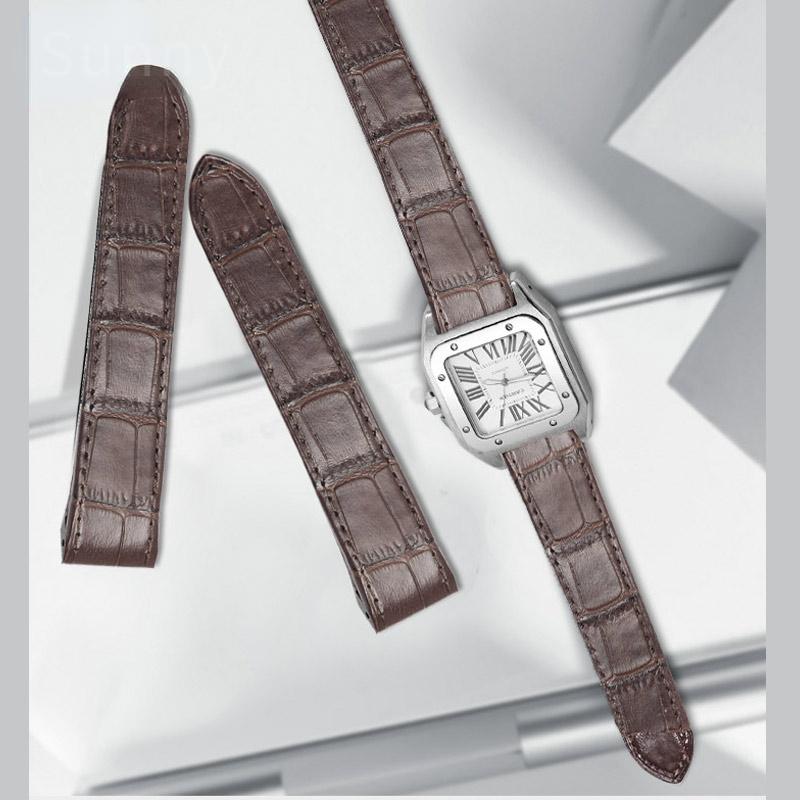 Genuine Leather Watch Strap for Cartier Sandoz Santos 100 Watch Band Soft Comfortable Watchband Accessories 20 23mm Wristband