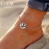 17KM Vintage Anklet Set Fashion Anklets for Women 5pcs/set Multilayers Adjustable Anklet Bracelet On Leg Foot Beach Jewelry