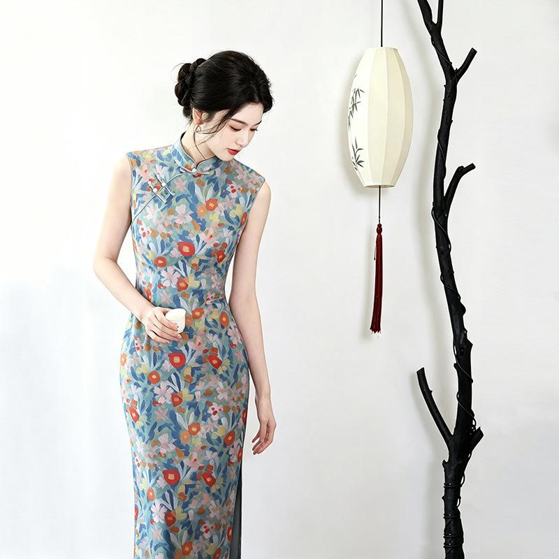 Sleeveless national style, new Chinese Suzhou long cheongsam, improved young 1011 new women's high-end sense, daily wear