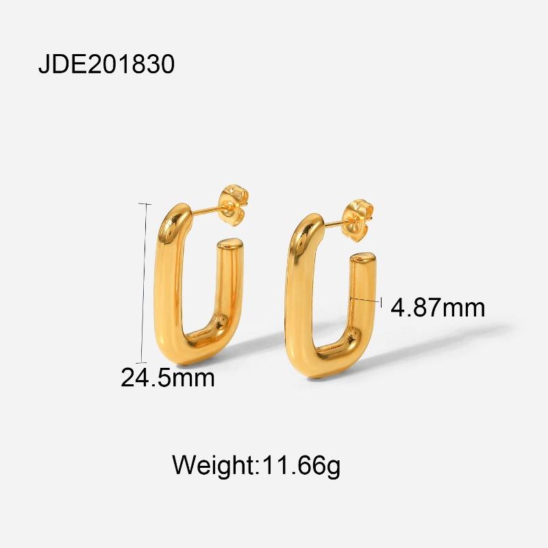 Stainless steel double C earrings, high-end zirconia stud earrings, titanium steel ear accessories  JDE201830